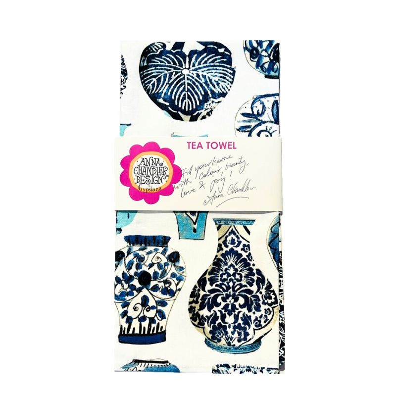 Anna Chandler Tea-Towel - Blue Vases