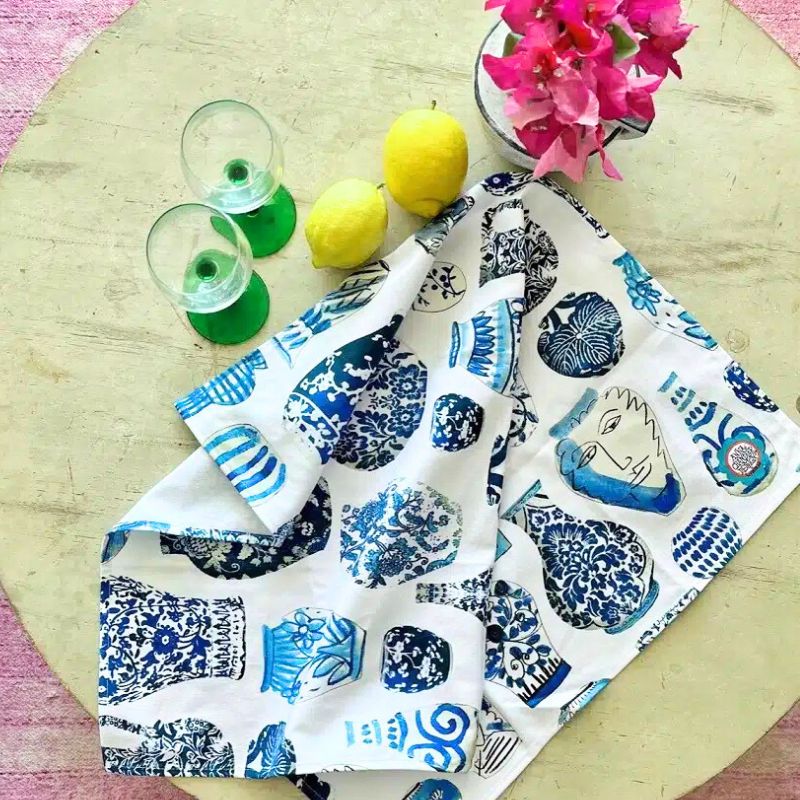 Anna Chandler Tea-Towel - Blue Vases