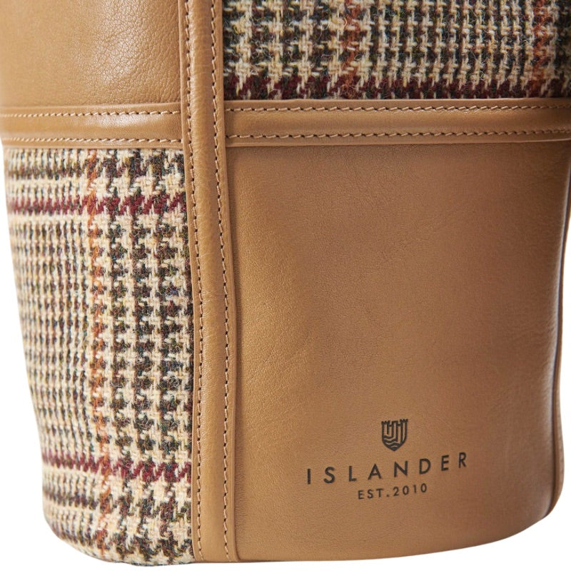 The Orlagh Leather Tote with Beige Dogtooth