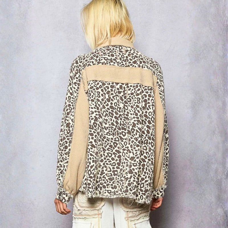 Rustic Leopard Print Button Down Shacket