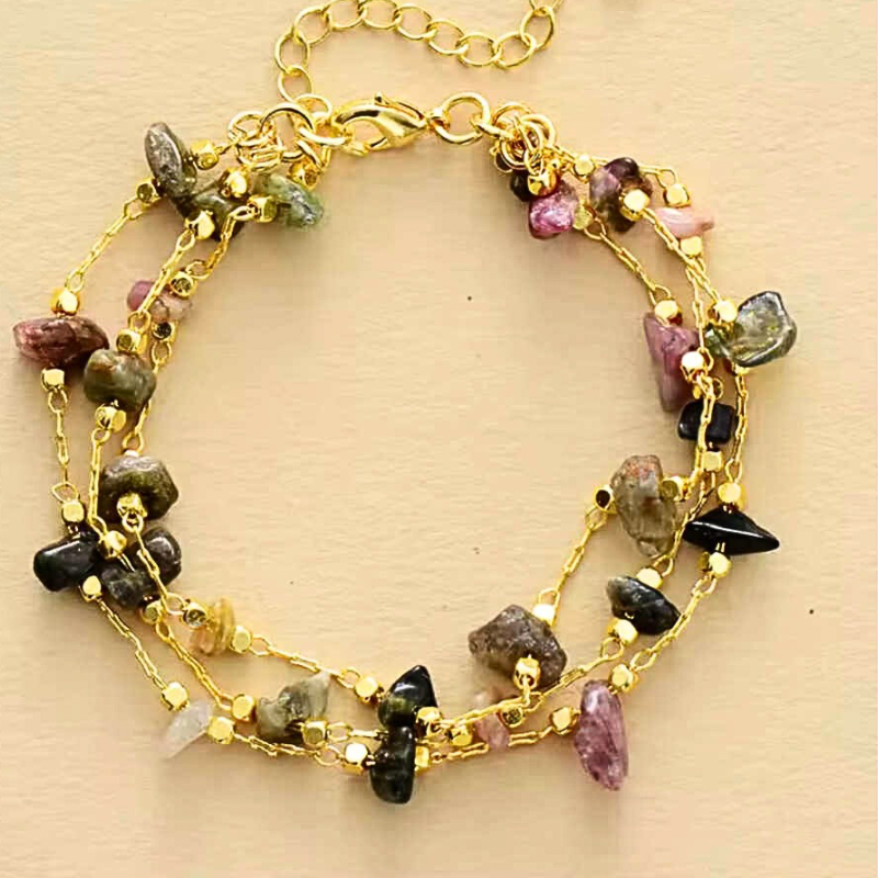 Tourmaline Multi-Strand Link Chain Bracelet