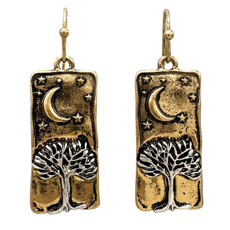 Starry Night Tree of Life Earrings