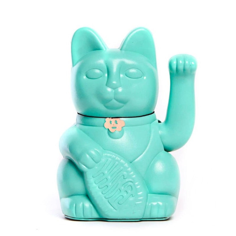 Diminuto Cielo Lucky Cat in Aquamarine for Good Luck & Blessings