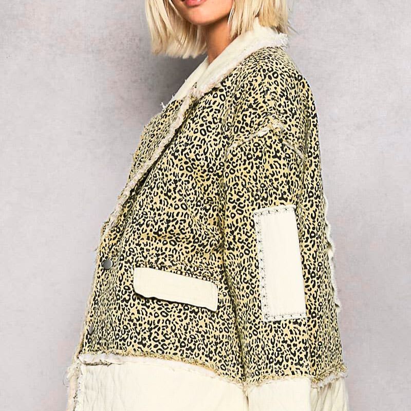 Twill Big Heart Jacket with Leopard & Love