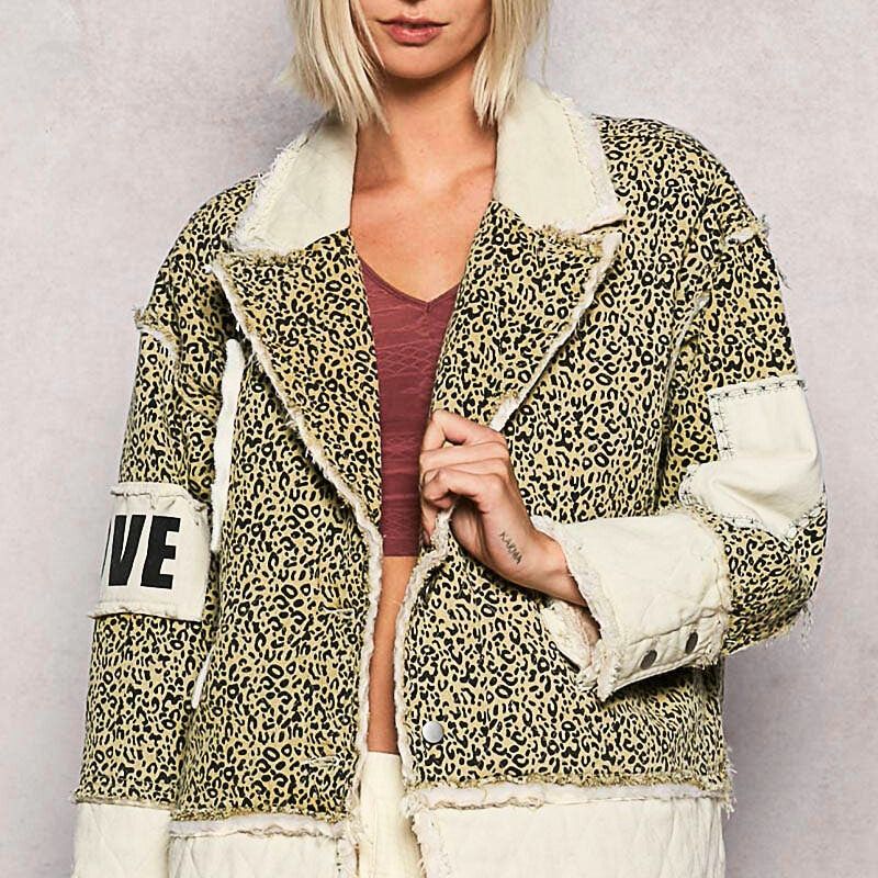 Twill Big Heart Jacket with Leopard & Love