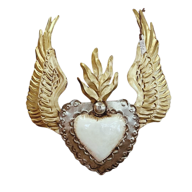 Ivory Heart with Gold Wings