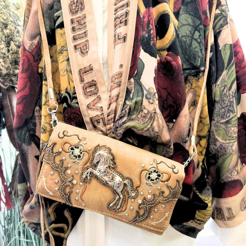 Wild West Crossbody Wallet in Palomino
