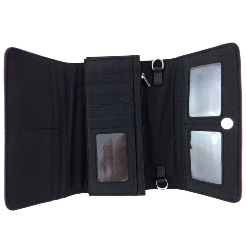 Concho Cow Vegan Crossbody Wallet in Deep Brown