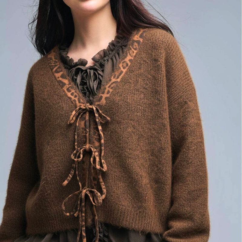 Wild At Heart Brown Cardigan with Leopard Details