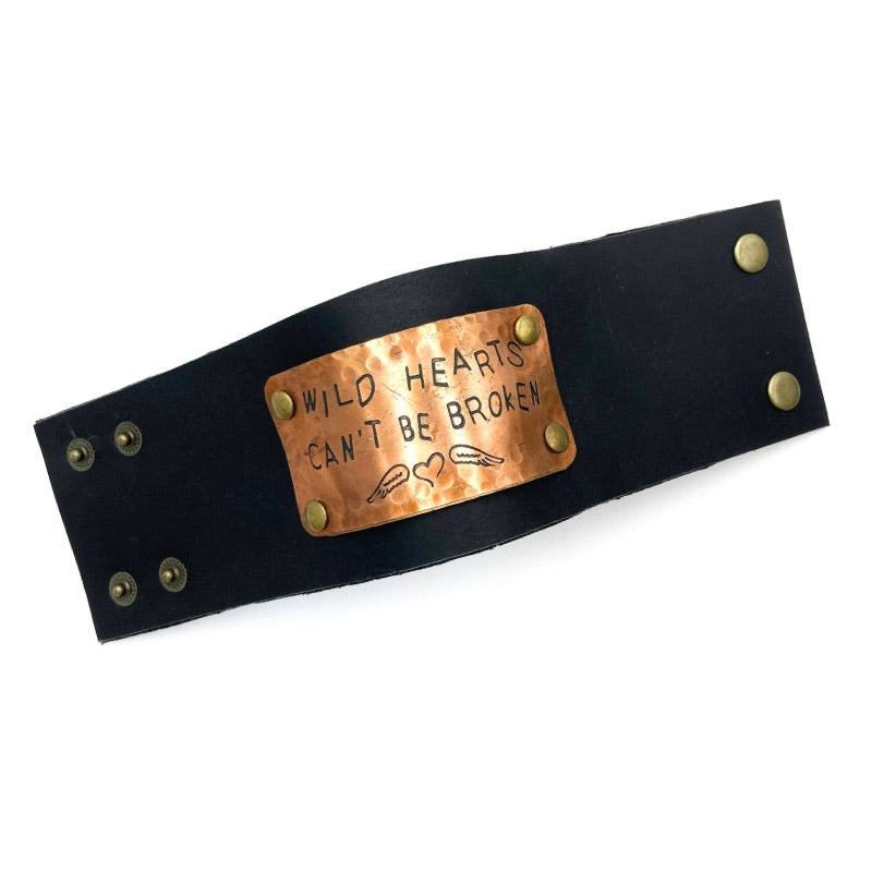 Wild Hearts Can't Be Broken - Wide Leather Wrap Bracelet