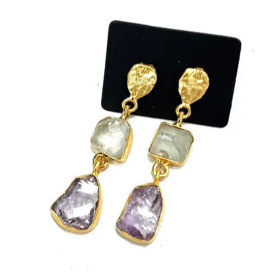 Aquamarine & Amethyst Earrings