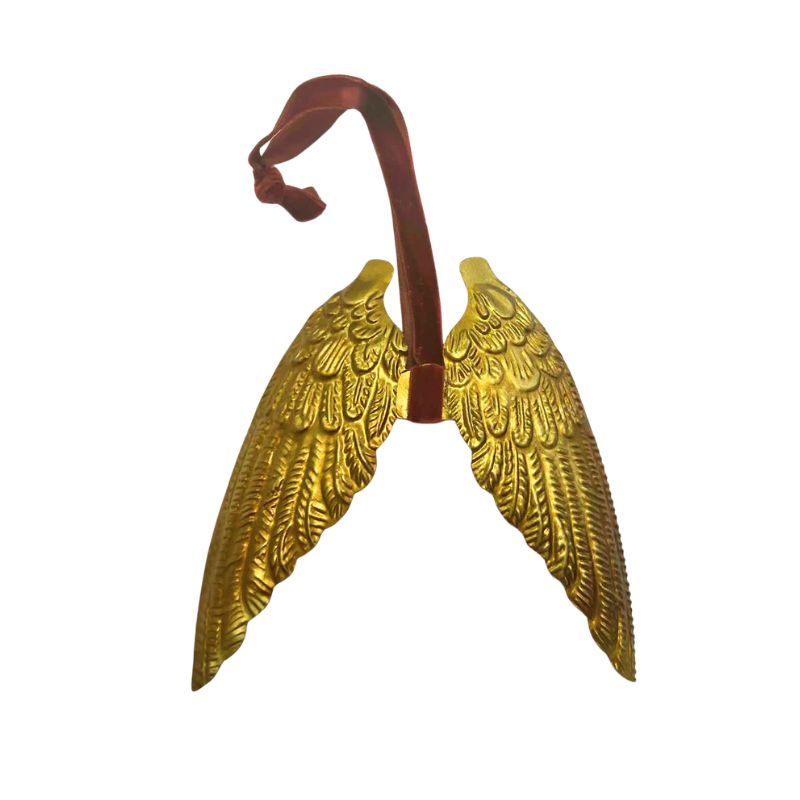 Hanging Angel Wings with Velvet Ribbon