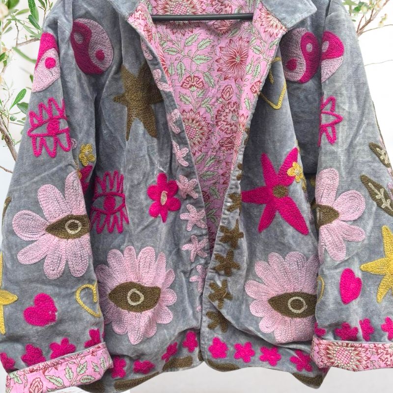 Ariël Mermaid Jacket in Silvery Grey Velvet by ToutVintage