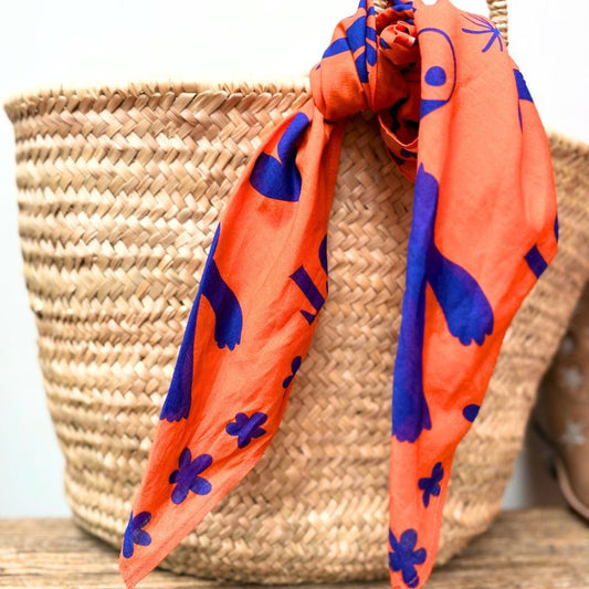 The Ellis Orange and Blue Bandana by ToutVintage