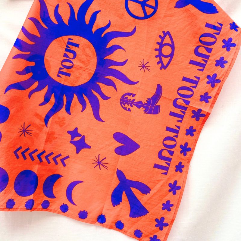 The Ellis Orange and Blue Bandana by ToutVintage