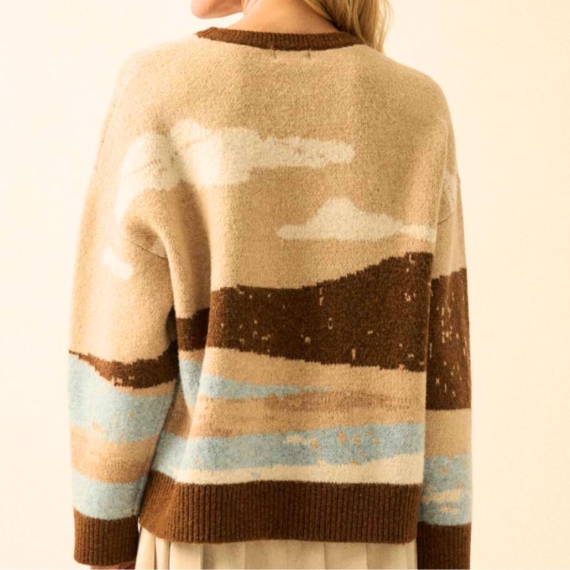 Beach Landscape Jacquard-Knit Sweater