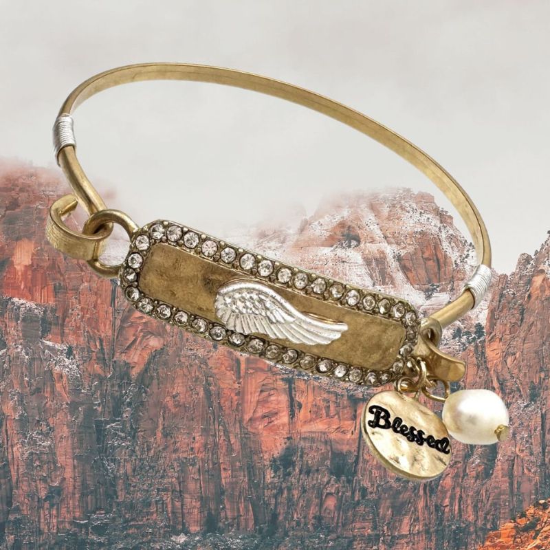 Blessed Angel Wing Charm Bangle