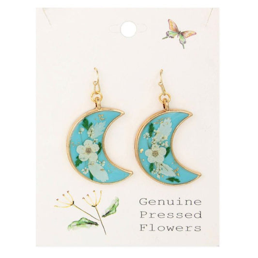 Crescent Moon Dried Flower Earrings