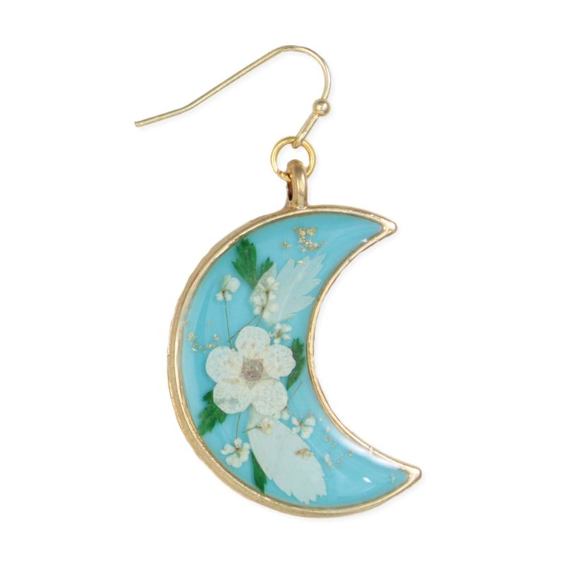 Crescent Moon Dried Flower Earrings