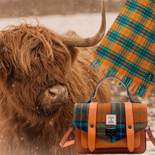 Islander UK Mini Satchel in Orange and Blue Tartan