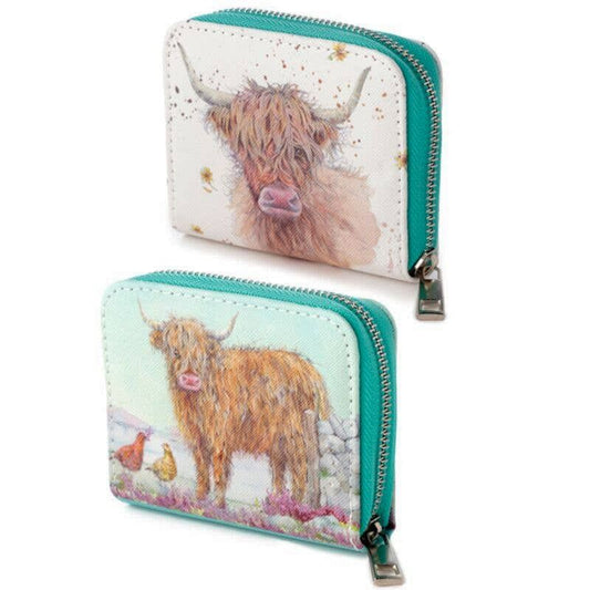 Highland Cow Zip Around Small Wallet Purse