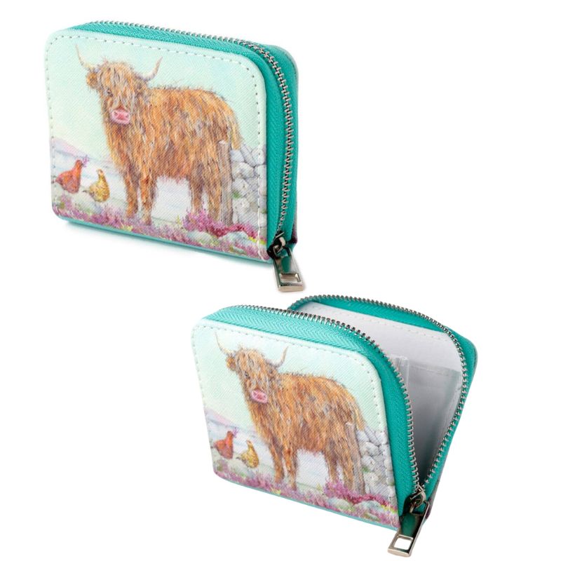 Highland Cow Zip Around Small Wallet Purse