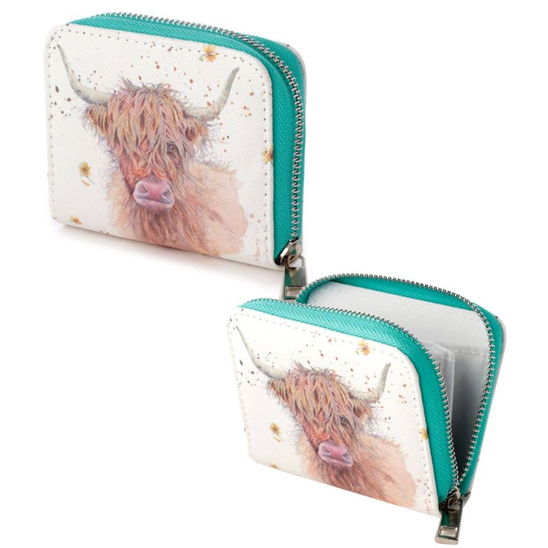 Highland Cow Zip Around Small Wallet Purse