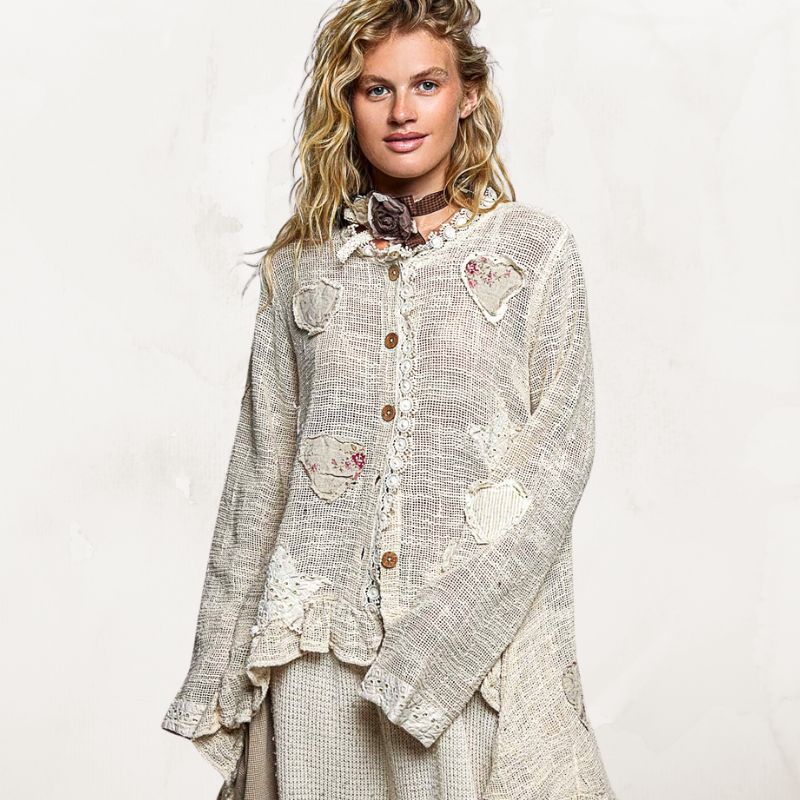 Love Notes Floral Appliqué Cotton Cardigan