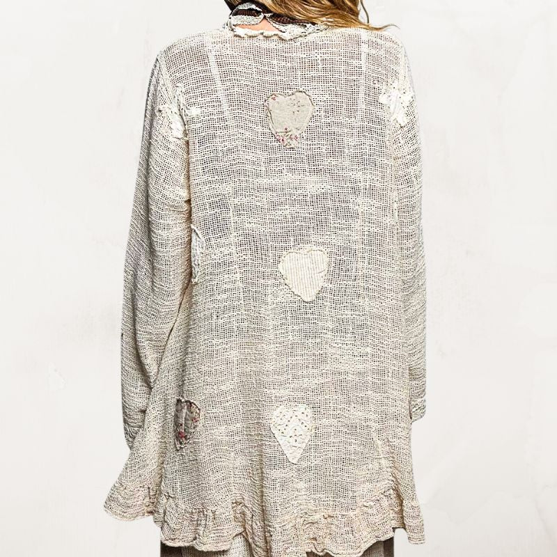 Love Notes Floral Appliqué Cotton Cardigan