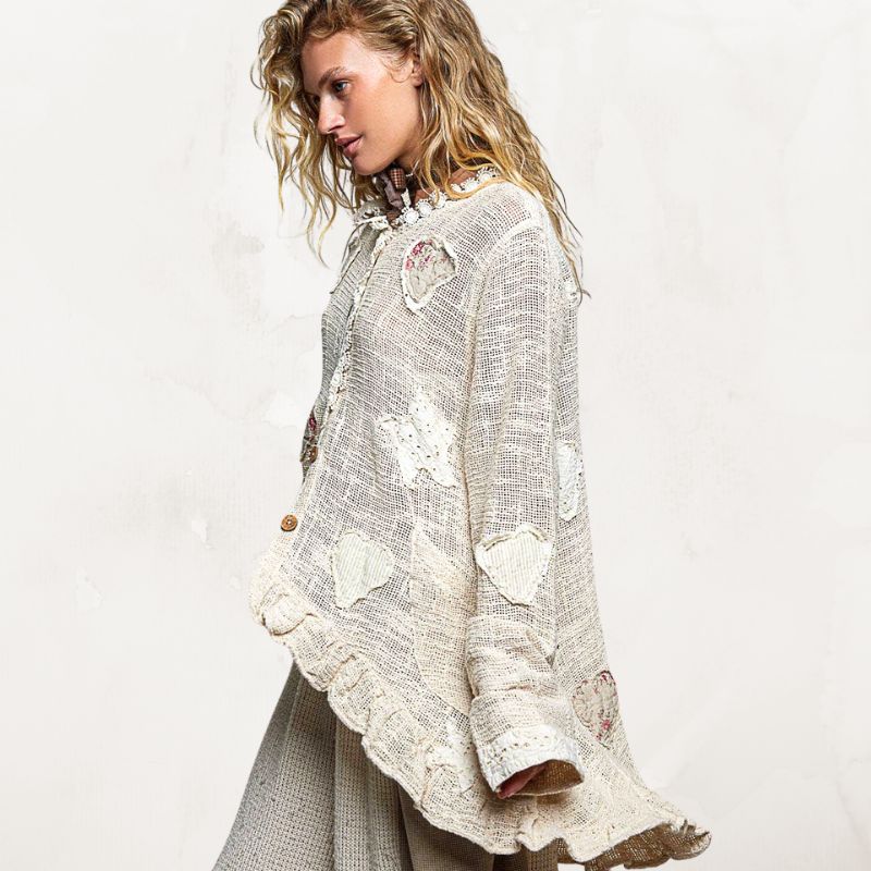 Love Notes Floral Appliqué Cotton Cardigan
