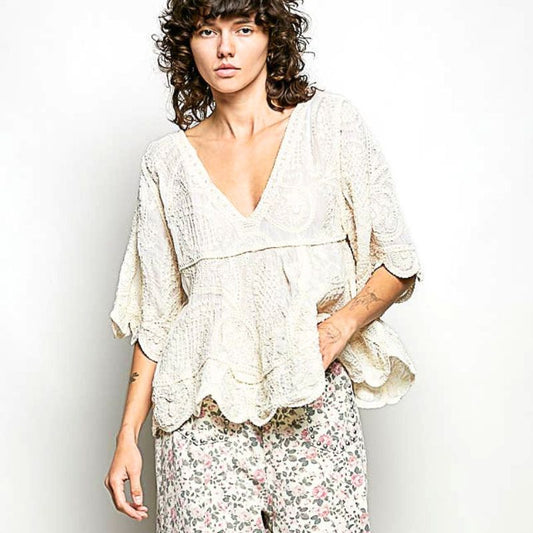 Vintage Wash Crochet Top