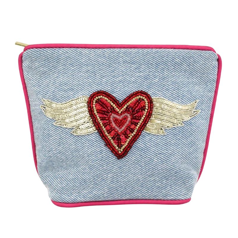 Winged Heart Denim Purse