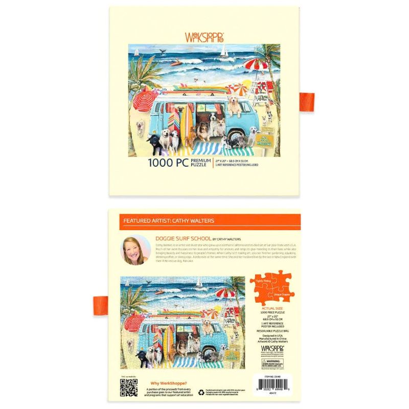 Doggie Surf School - 1000 Pc Puzzle by Werkshoppe