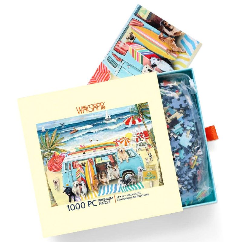 Doggie Surf School - 1000 Pc Puzzle by Werkshoppe