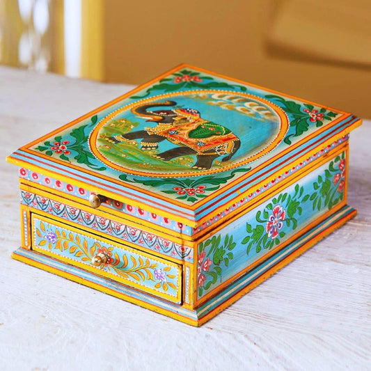 Wooden Painted Elephant Jewellery Box