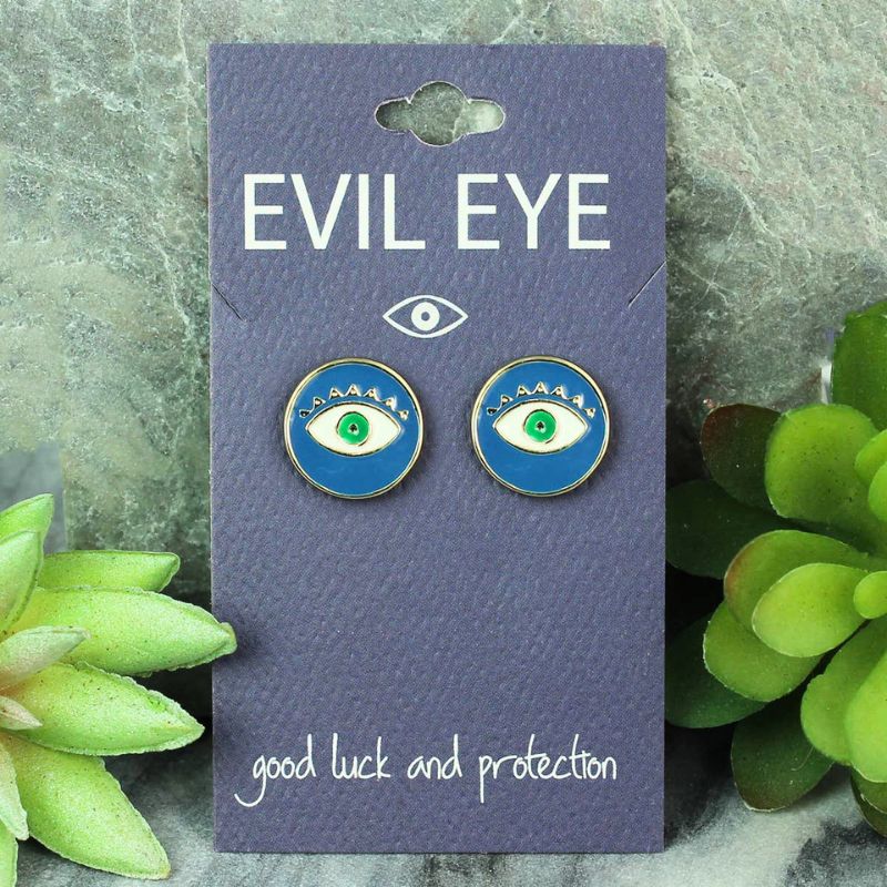 Eye of Protection Blue Enamel Earrings