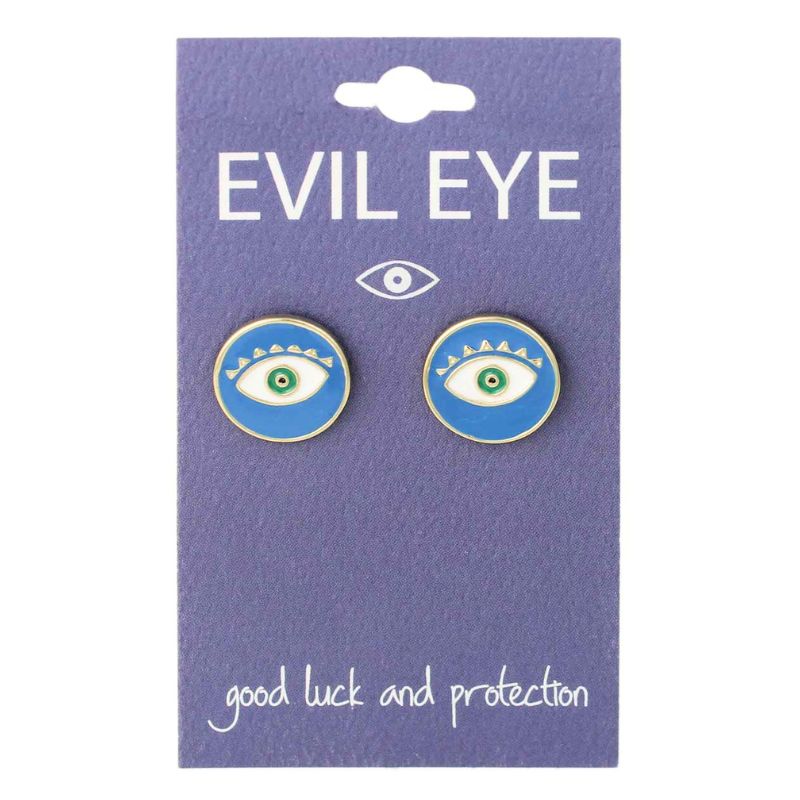 Eye of Protection Blue Enamel Earrings