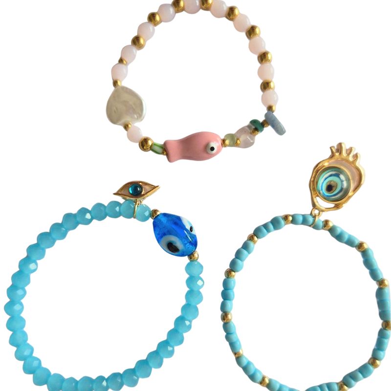 Eye Charm Bracelets 3 Piece Set