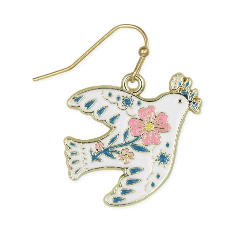 Peace Dove Enamel Earrings