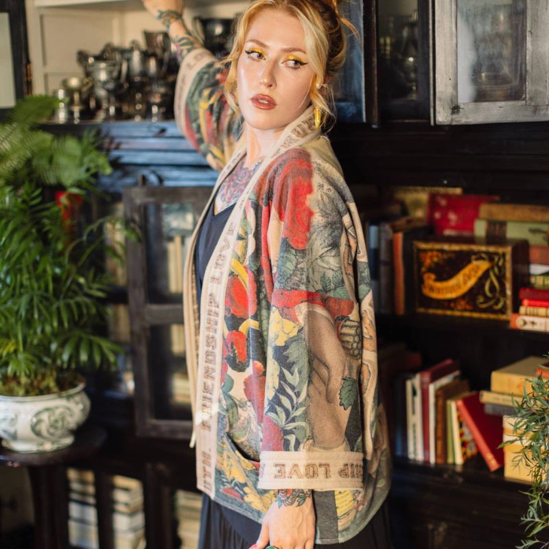 Friendship Love & Truth Fleece Cottage Cardigan Jacket