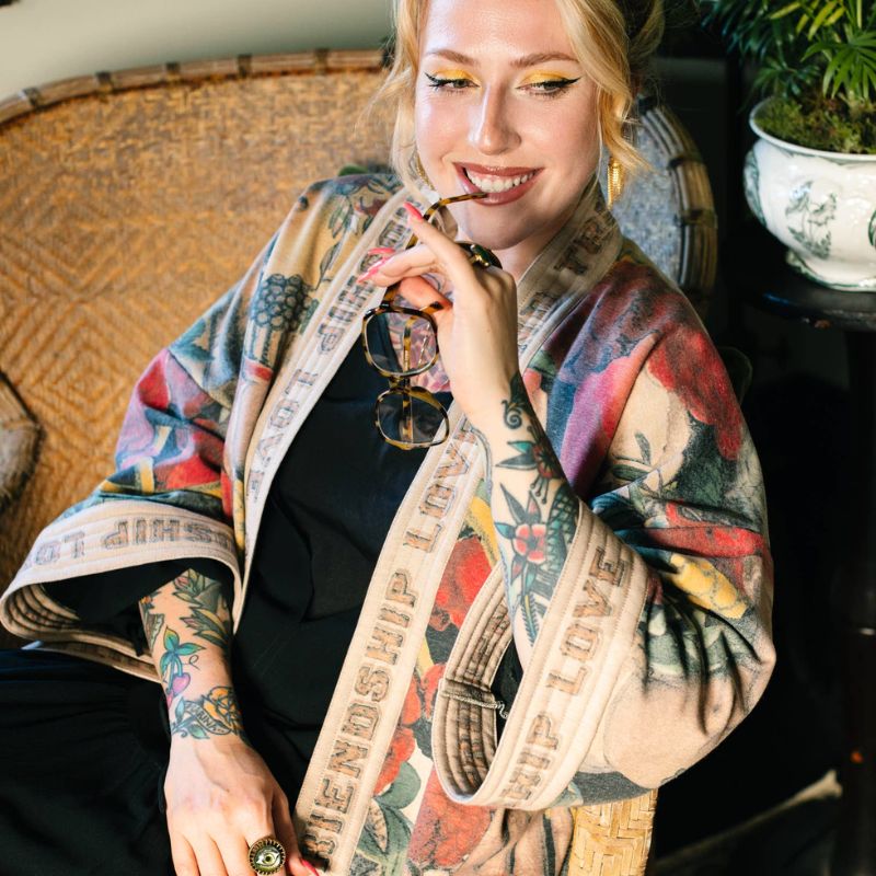 Friendship Love & Truth Fleece Cottage Cardigan Jacket