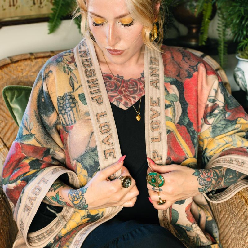Friendship Love & Truth Fleece Cottage Cardigan Jacket