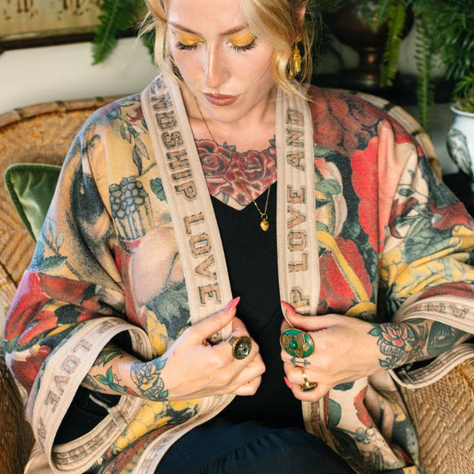 Friendship Love & Truth Fleece Cottage Cardigan Jacket