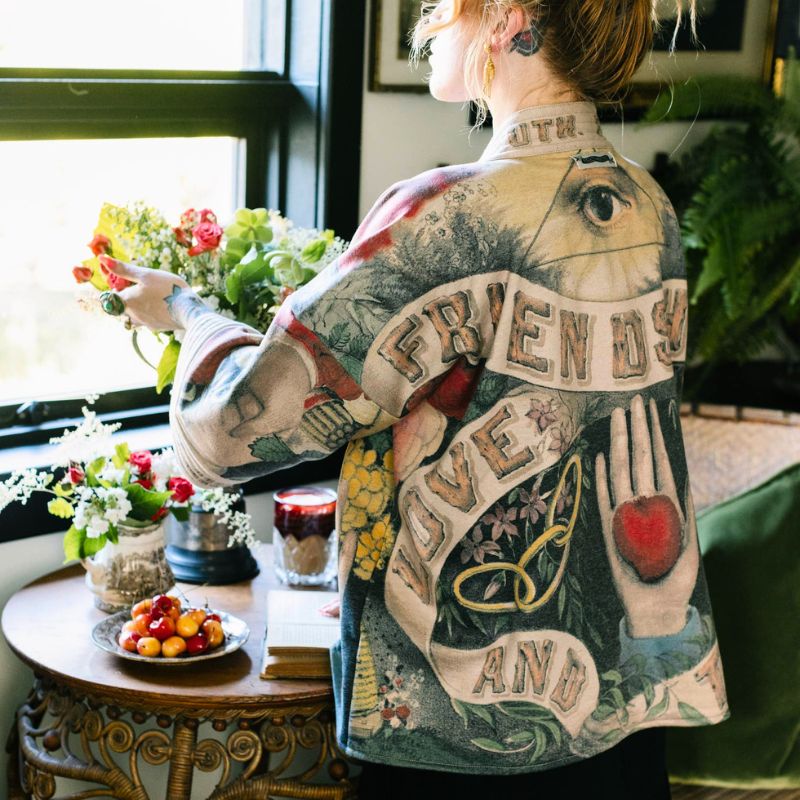 Friendship Love & Truth Fleece Cottage Cardigan Jacket