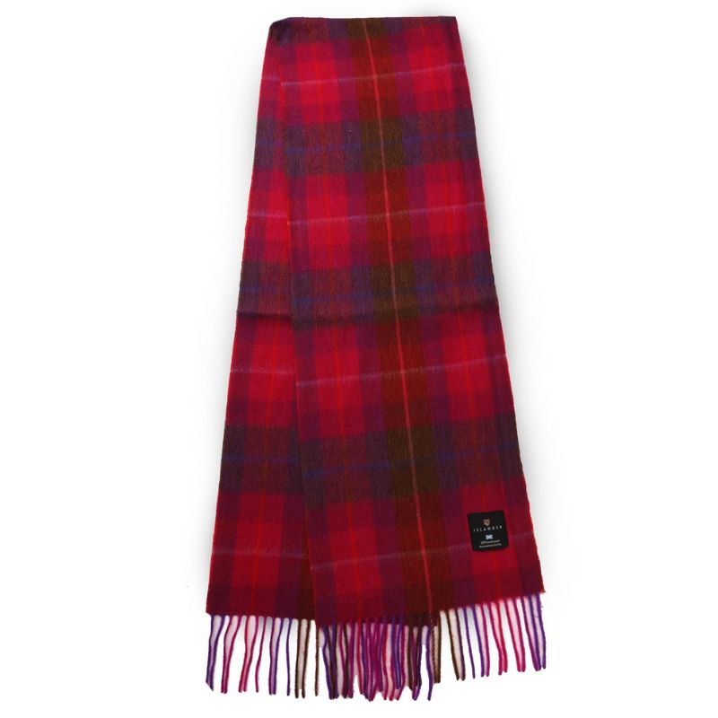 Islander UK Lambswool Scarf in Fuchsia Tartan