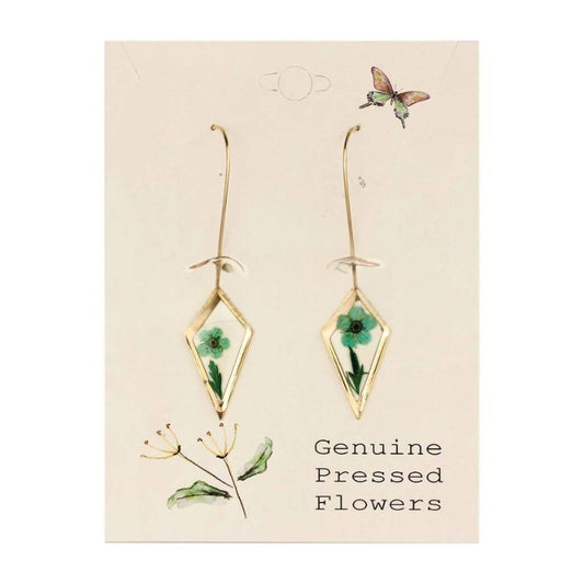 Diamond Drop Dried Flower Earrings