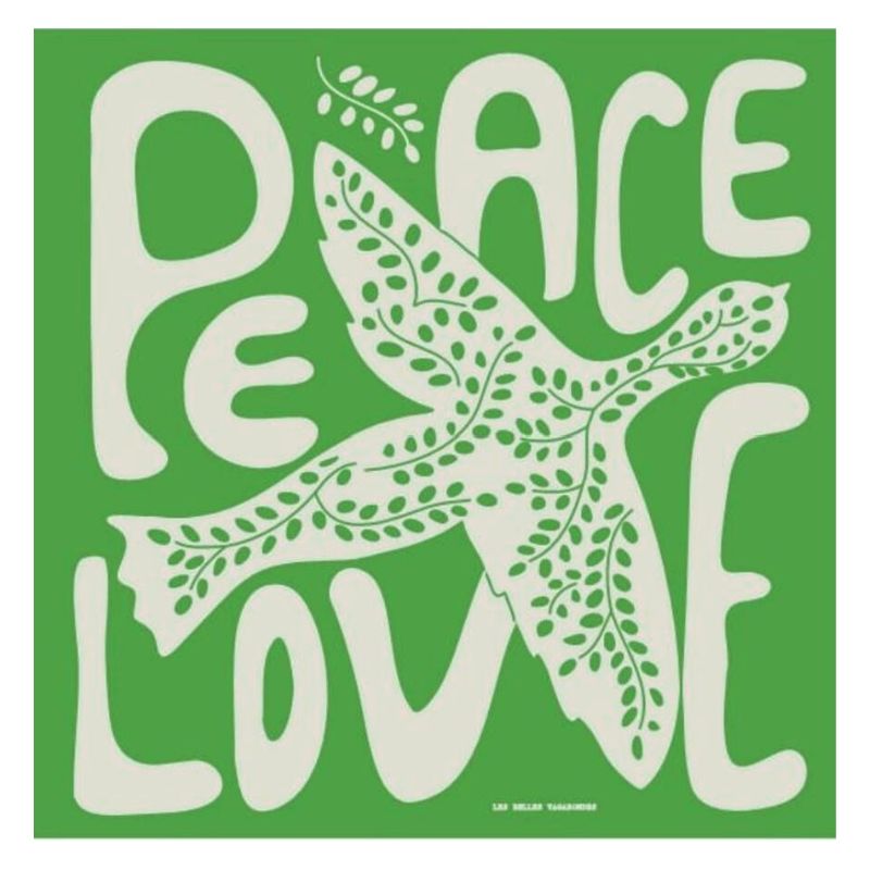 Peace & Love Silk Scarf in Parakeet Green with Gift Box