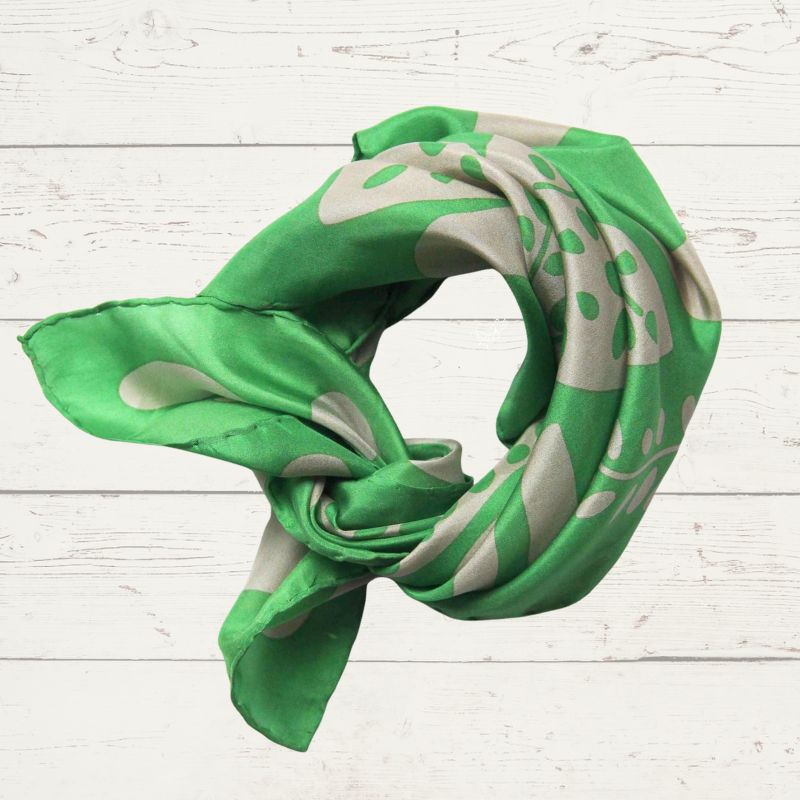 Peace & Love Silk Scarf in Parakeet Green with Gift Box