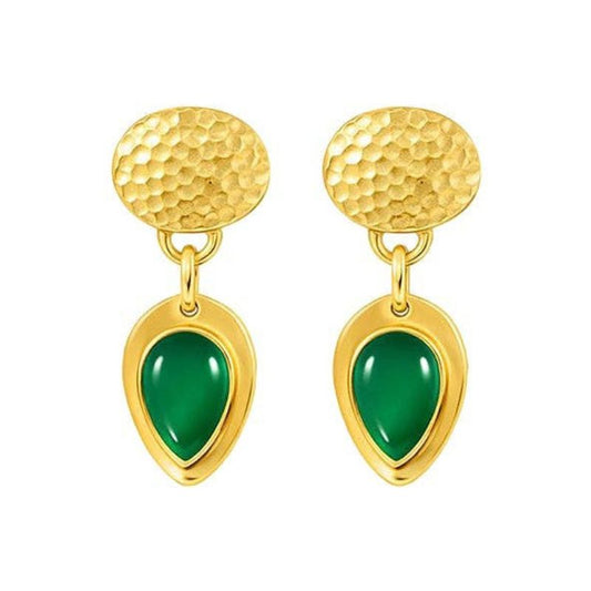 Teardrop Green Onyx Earrings