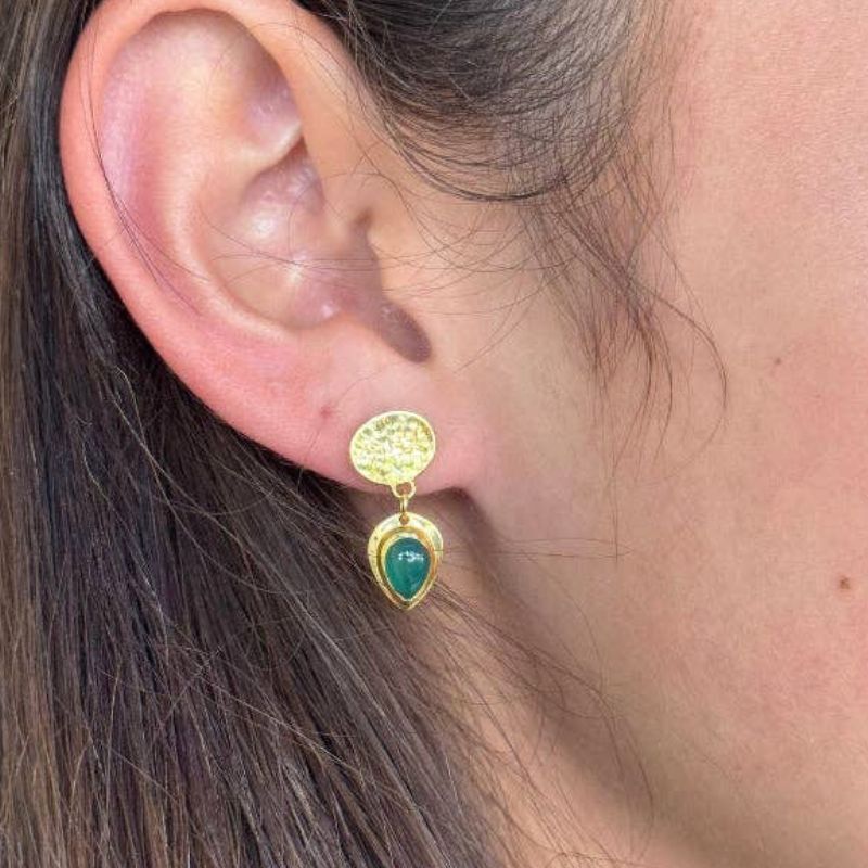 Teardrop Green Onyx Earrings